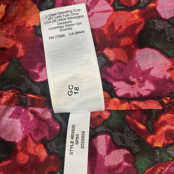 J. Crew Empire-Waist Red Floral 100% Cotton Voile Maxi Dress Open Back Women XXL - Picture 9 of 9